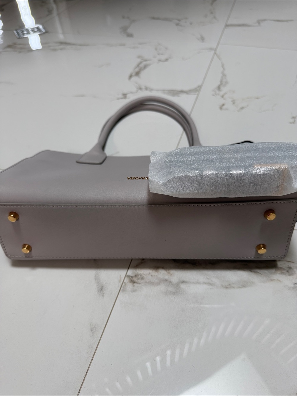 Versace Medusa 95 Pearl Grey Gold Tote - Picture 8 of 11